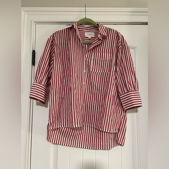 Tuckernuck Pomander Place Adair Oversized Stripe Cotton Button Down XS - Picture 2 of 6